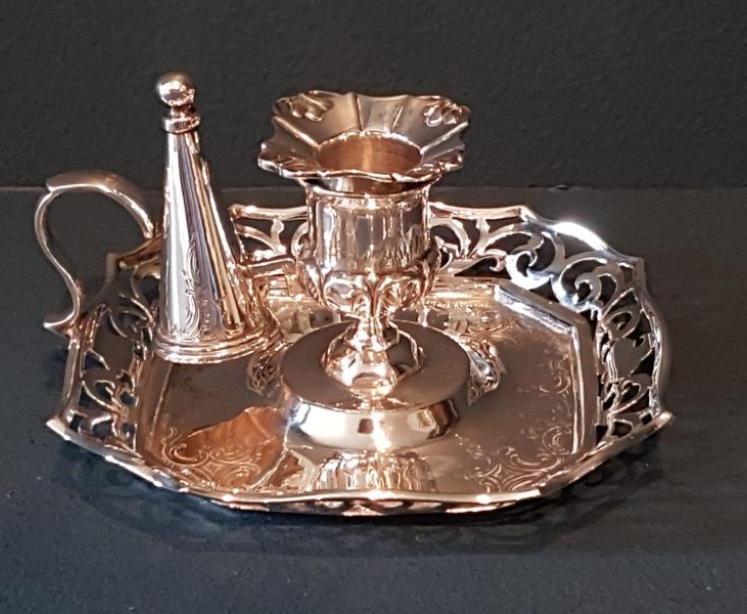 Victorian Silver Chamber Stick and Snuffer - Image 1