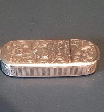 Engraved Silver Vesta and Snuff Box