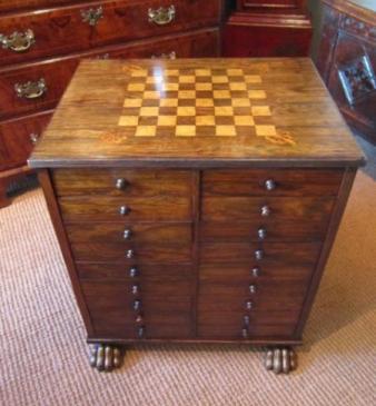Superb Regency Rosewood Chess Top Collector's Cabinet
