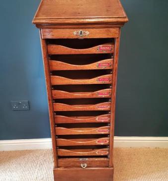 Edwardian Oak Tambour Front File Cabinet