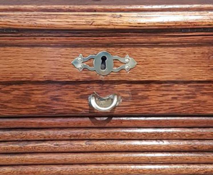 Edwardian Oak Tambour Front File Cabinet - Image 3