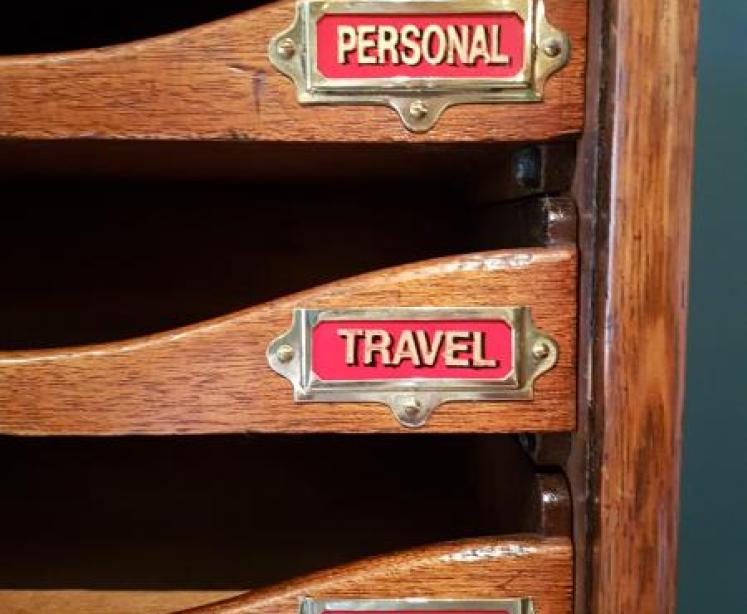 Edwardian Oak Tambour Front File Cabinet - Image 4