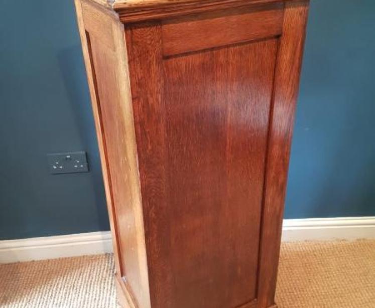 Edwardian Oak Tambour Front File Cabinet - Image 7