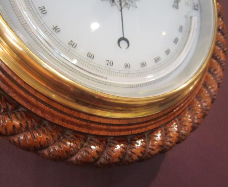 Superb Mid Victorian Polished Oak Ship's Barometer - Image 2