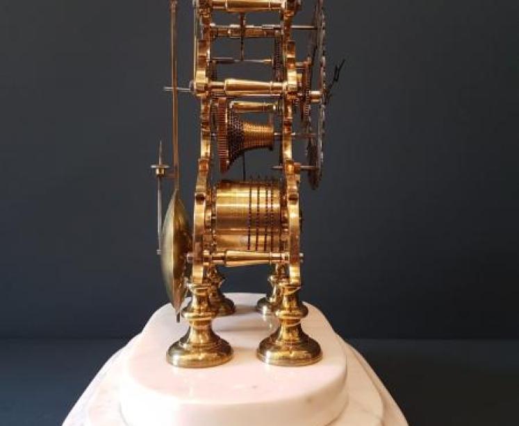 Victorian Skeleton Clock on Original Marble Base - Image 3