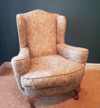 Stylish Edwardian Period Wing Back Upholstered Armchair