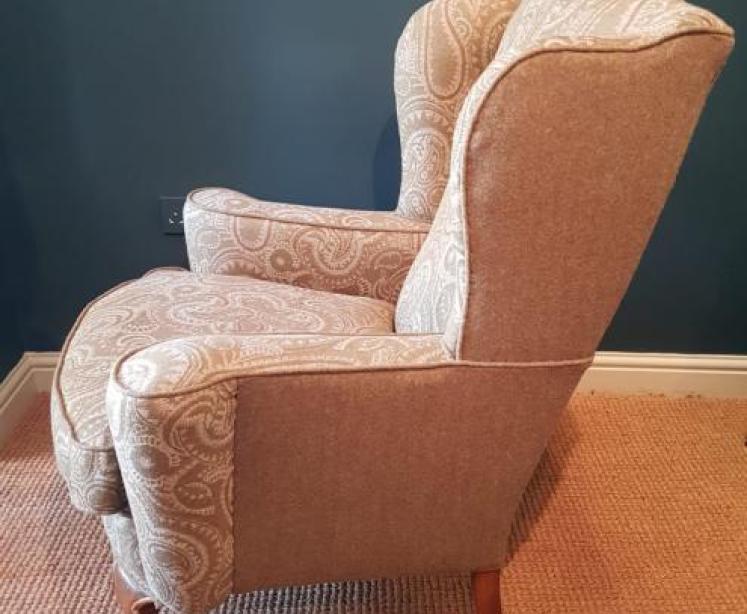 Stylish Edwardian Period Wing Back Upholstered Armchair - Image 3