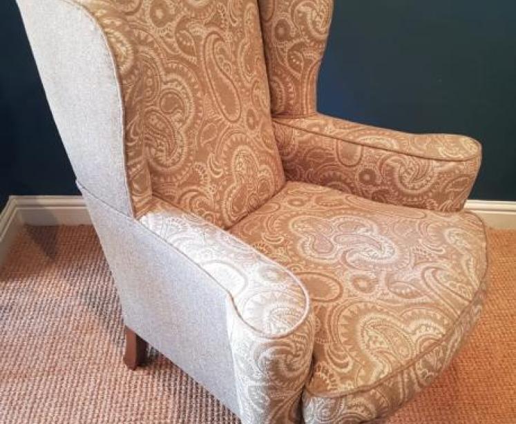 Stylish Edwardian Period Wing Back Upholstered Armchair - Image 6