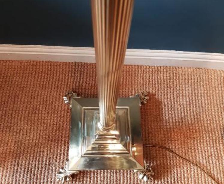 Matching Pair of Corinthian Column Brass Lamp Standards  - Image 2