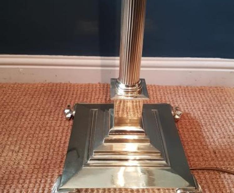 Matching Pair of Corinthian Column Brass Lamp Standards  - Image 4