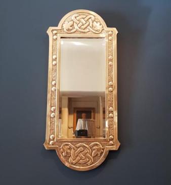 Edwardian Glasgow School Brass Framed Mirror