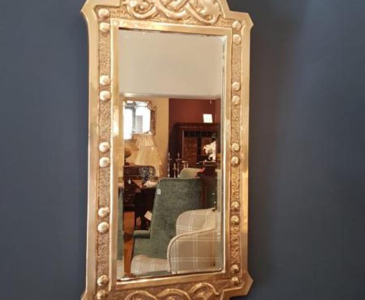 Edwardian Glasgow School Brass Framed Mirror - Image 2
