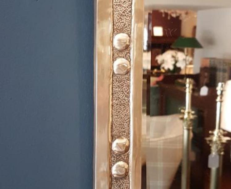 Edwardian Glasgow School Brass Framed Mirror - Image 4