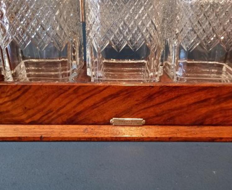 Mid Victorian Walnut Betjeman's Three Bottle Tantalus - Image 6