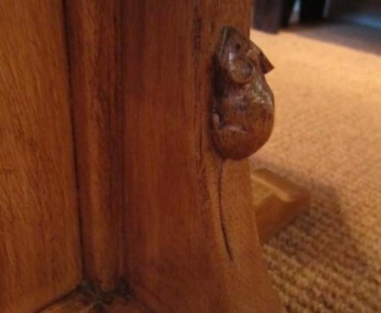 Mouseman Adzed Oak Octagonal Coffee Table - Image 3