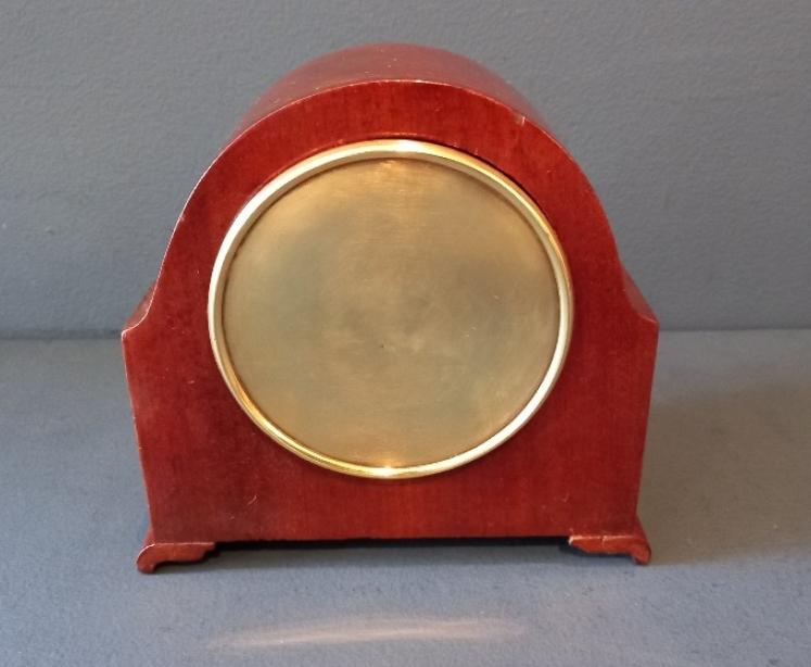 Small Edwardian Period Fruitwood Inlaid Mantel Clock - Image 5