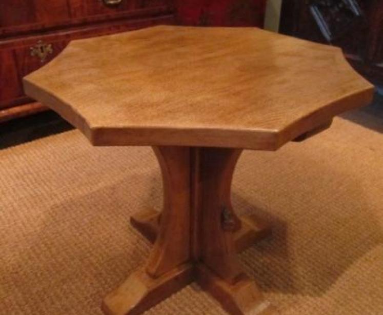 Mouseman Adzed Oak Octagonal Coffee Table - Image 5