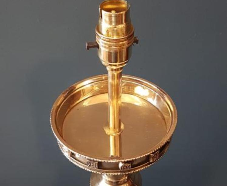 Matching Pair of Victorian Church Candlestick Table Lamps - Image 2