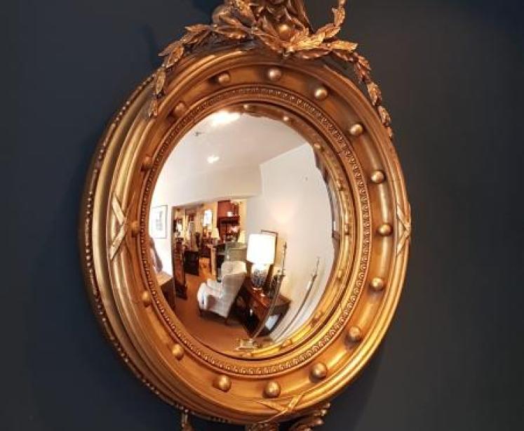 Victorian Timber Gilt Convex Mirror - Image 5
