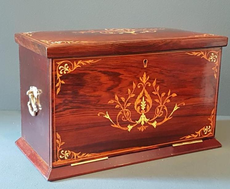 Fine Quality Inlaid Rosewood Stationary Box - Image 6