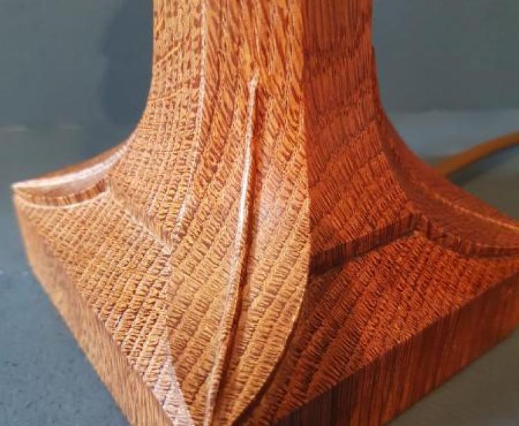 1950's Oak Mouseman Table Lamp - Image 4