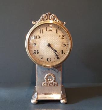Planished Silver Plated Mantel Clock