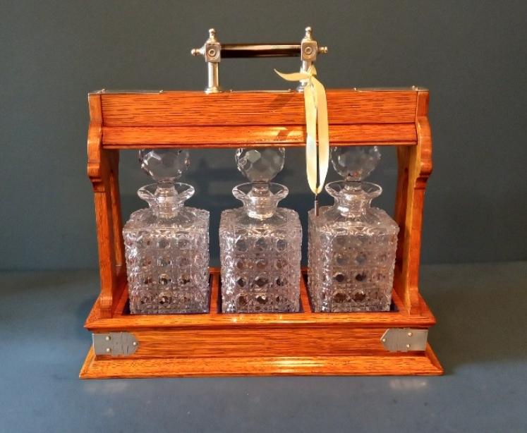 Fine Victorian Silver Mount Three Bottle Tantalus - Image 1