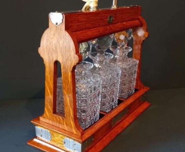 Fine Victorian Silver Mount Three Bottle Tantalus - Image 7