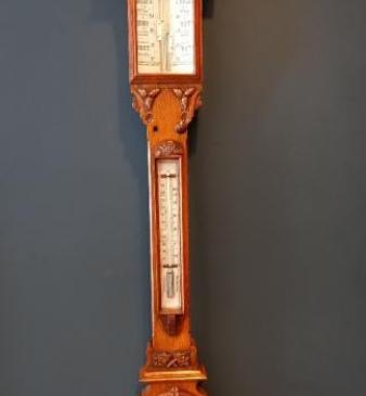 Victorian Golden Oak Whitehaven Stick Barometer