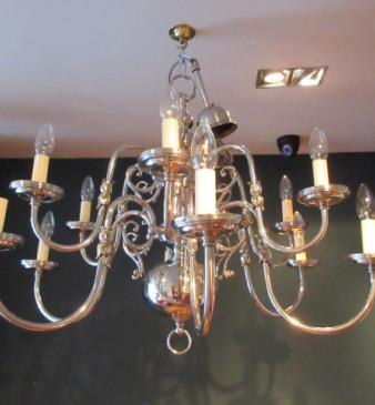 Superb Edwardian Nickel Plated Two Tier Chandelier