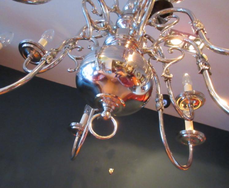 Superb Edwardian Nickel Plated Two Tier Chandelier - Image 2