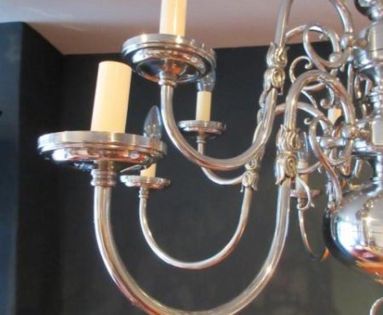 Superb Edwardian Nickel Plated Two Tier Chandelier - Image 3