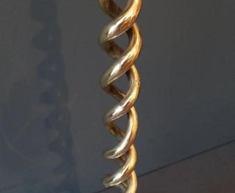 Tall Pair of Victorian Brass Open Barley Twist Candlesticks - Image 4