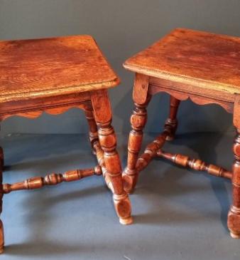 Rare Pair of George III Period Oak Joint Stools