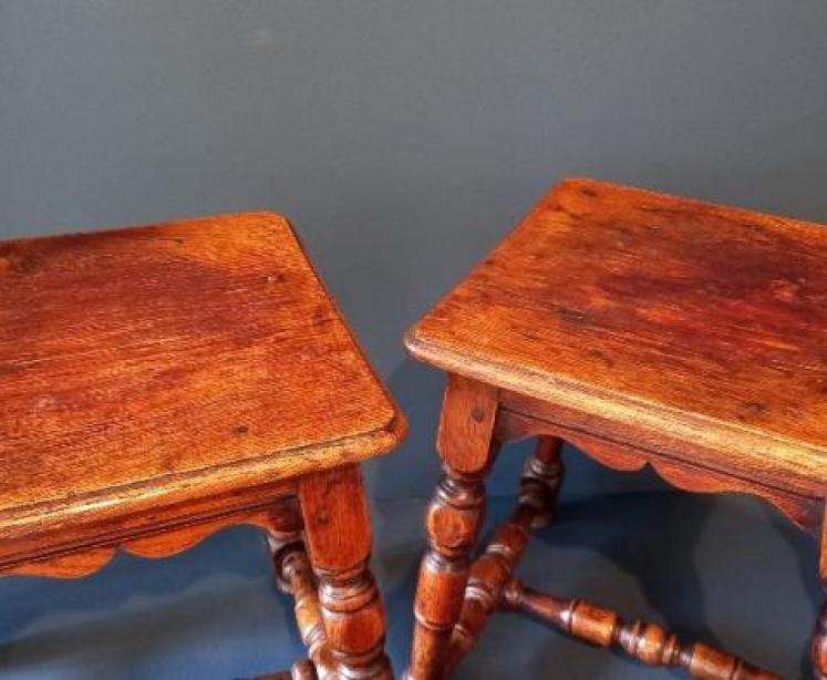 Rare Pair of George III Period Oak Joint Stools - Image 2