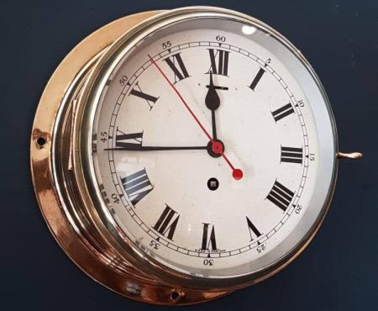 Edwardian Brass Ships Clock - Image 1