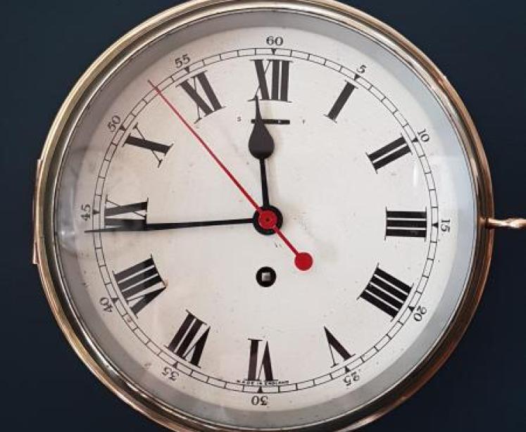 Edwardian Brass Ships Clock - Image 2