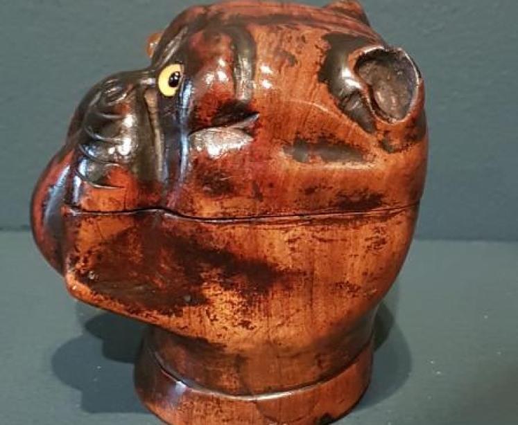 Rare Victorian Treen Bulldog Ink Well - Image 5