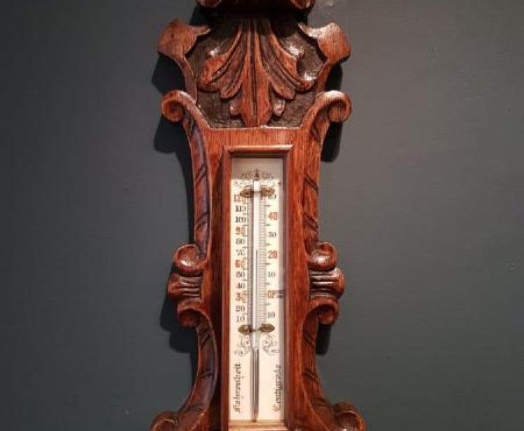 Small Victorian Oak Banjo Barometer - Image 2