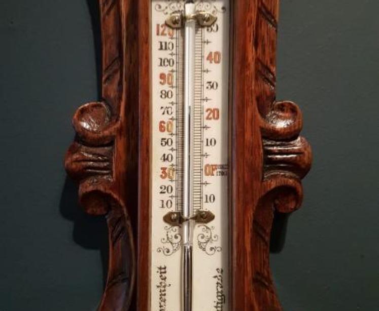 Small Victorian Oak Banjo Barometer - Image 4