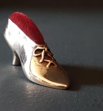 Small Silver Ladies Shoe Pin Cushion