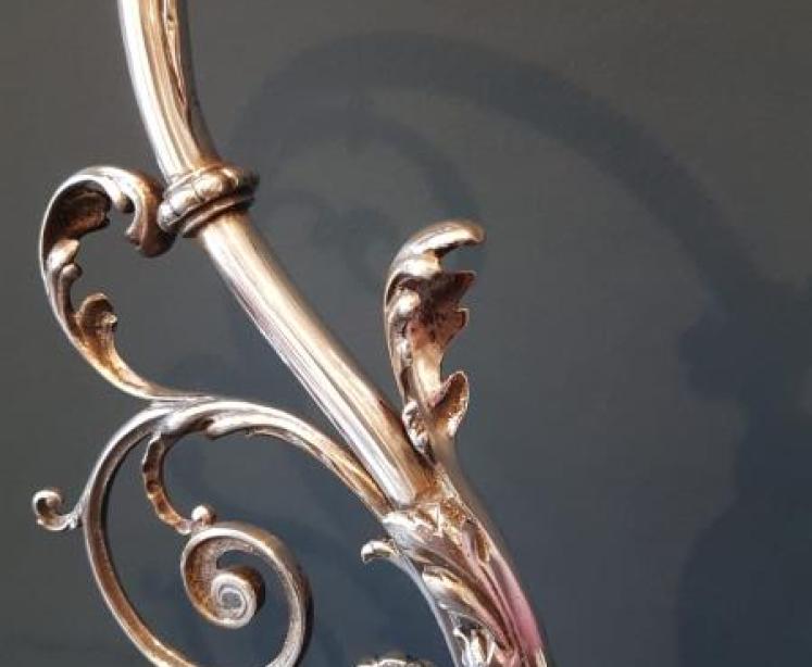 Late Victorian Silver Plated Table Lamp and Shade - Image 6