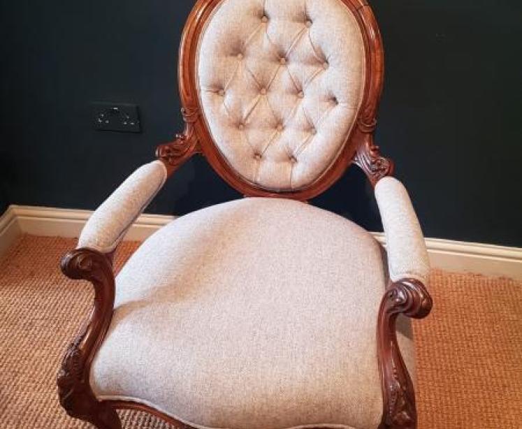 Victorian Walnut Framed Arm Chair - Image 1