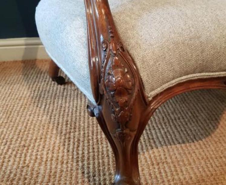 Victorian Walnut Framed Arm Chair - Image 7