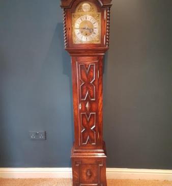 Quality Edwardian Oak Grandmother Clock