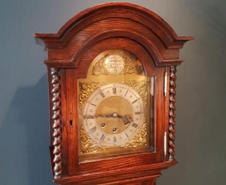 Quality Edwardian Oak Grandmother Clock - Image 6