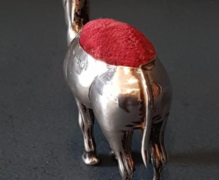 Victorian Silver Camel Pin Cushion - Image 3