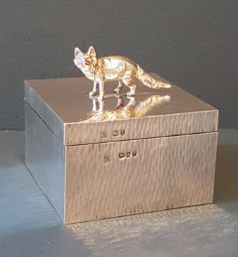 Victorian Silver Fox Planished Silver Table Box