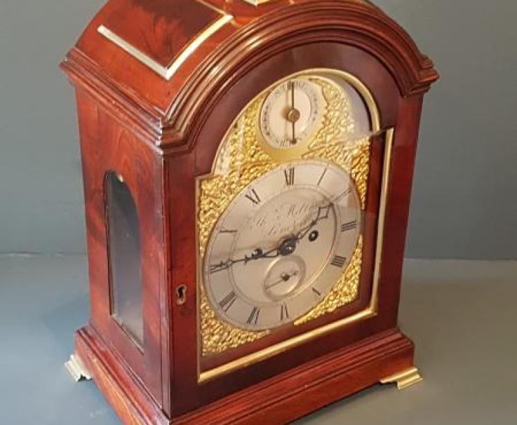 George III Mahogany Double Fusee Quarter Chiming Bracket Clock - Image 3