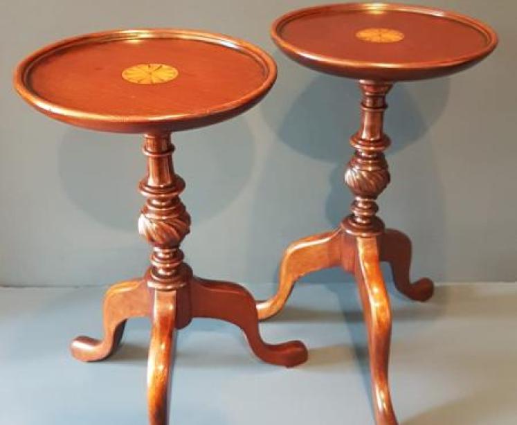 Matching Pair of Edwardian Mahogany Wine Tables - Image 1